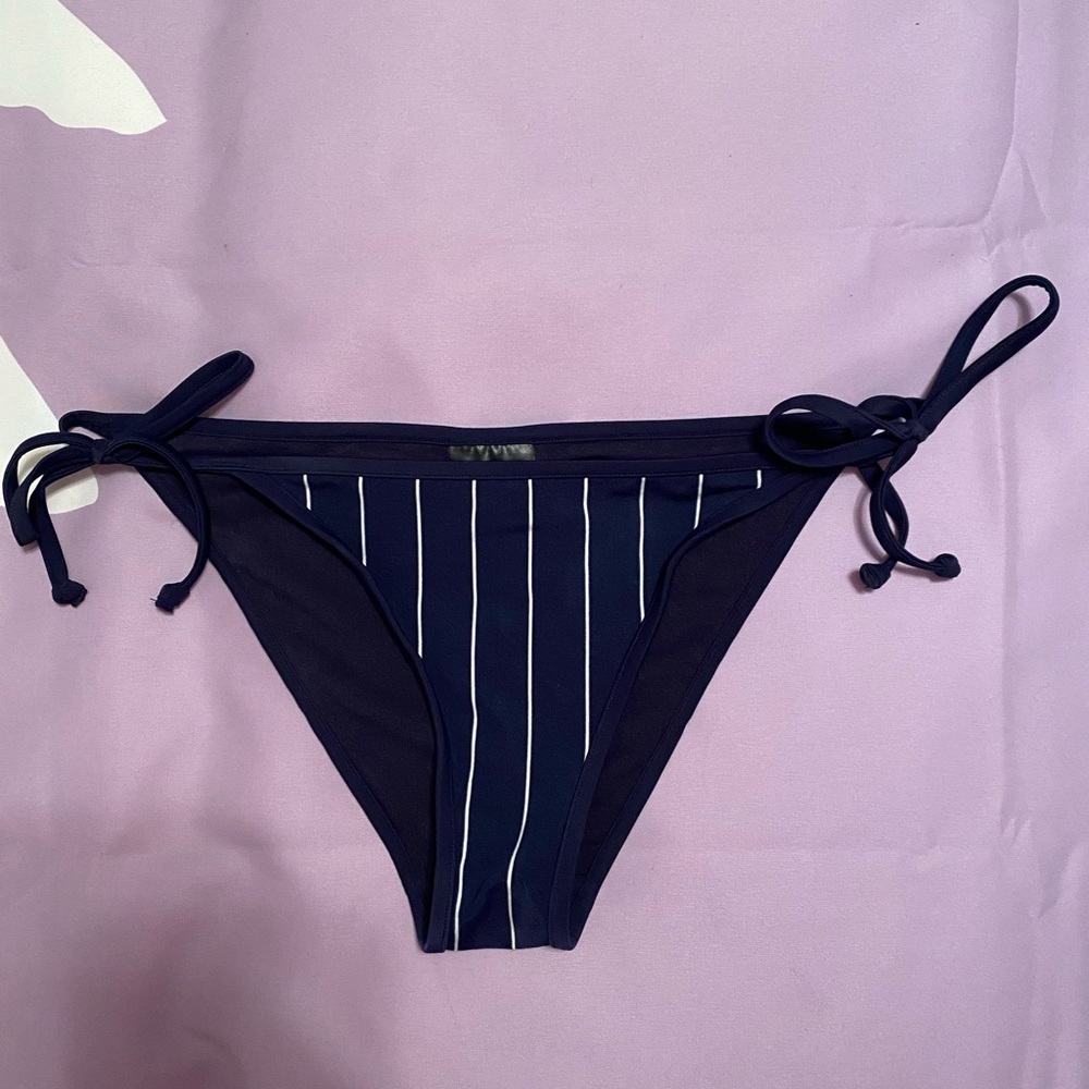H&M Navy blue striped side tie bikini bottoms